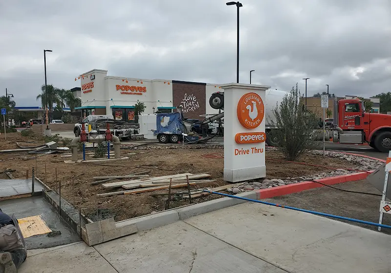 Concrete Drive Thru for Popeyes in Murrieta