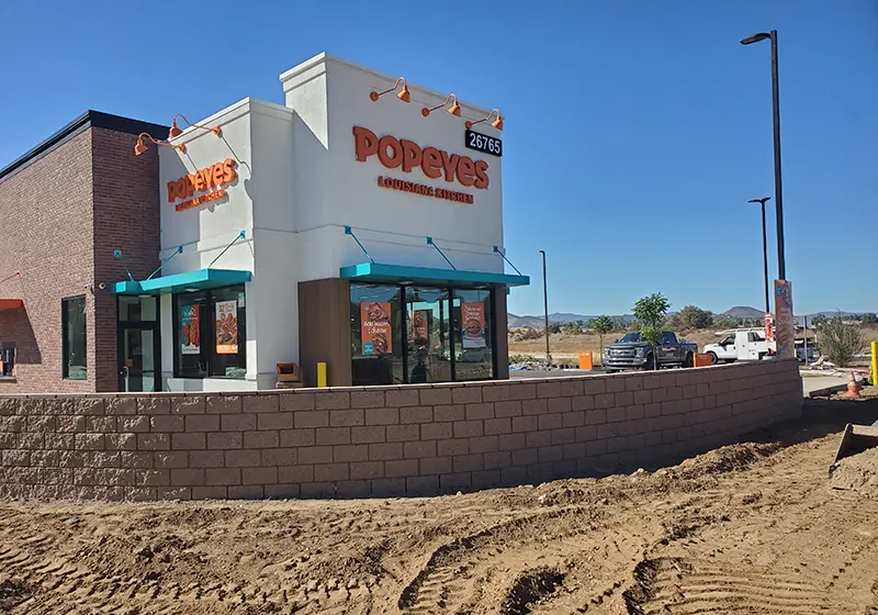 Block Wall for Popeyes Drive Thru in Temecula